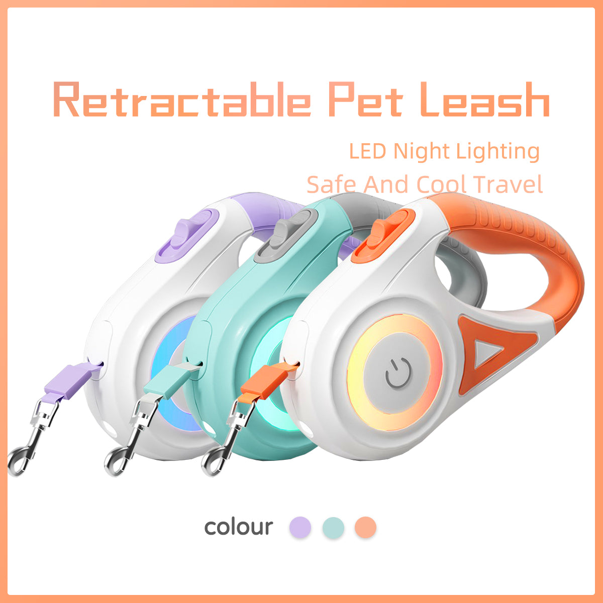 Retractable Leash And Dog Collar Spotlight Automatic