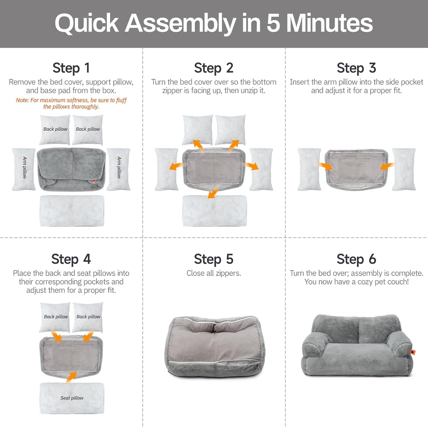 Plush Couch Bed For Indoor Pets